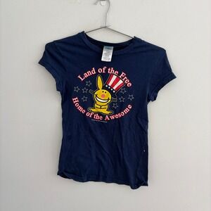 It's Happy Bunny Land of the Free Home of the Awesome T-Shirt Navy Small